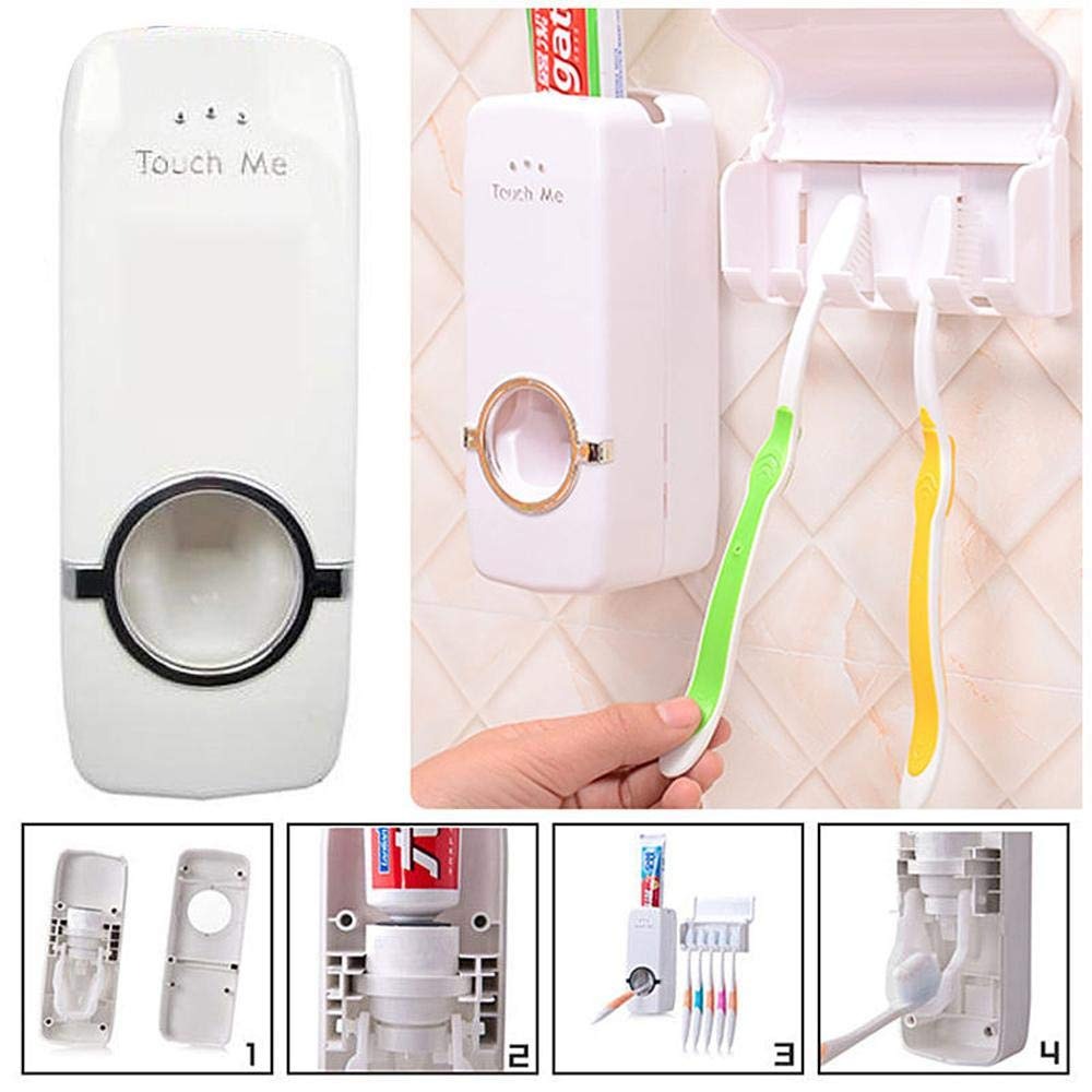 Automatic Toothpaste Dispenser with Toothbrush Holder – Wall Mounted Bathroom Organizer