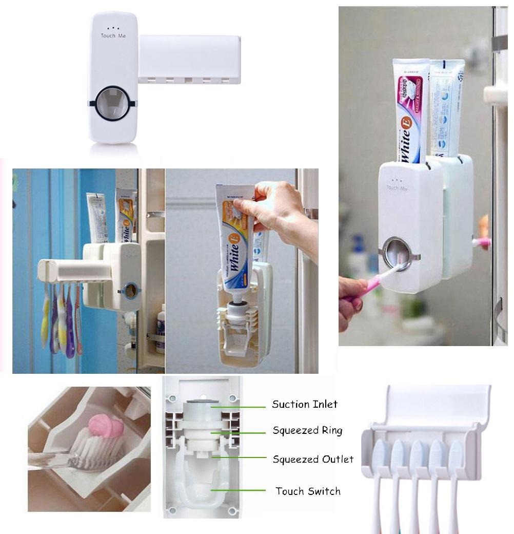 Automatic Toothpaste Dispenser with Toothbrush Holder – Wall Mounted Bathroom Organizer