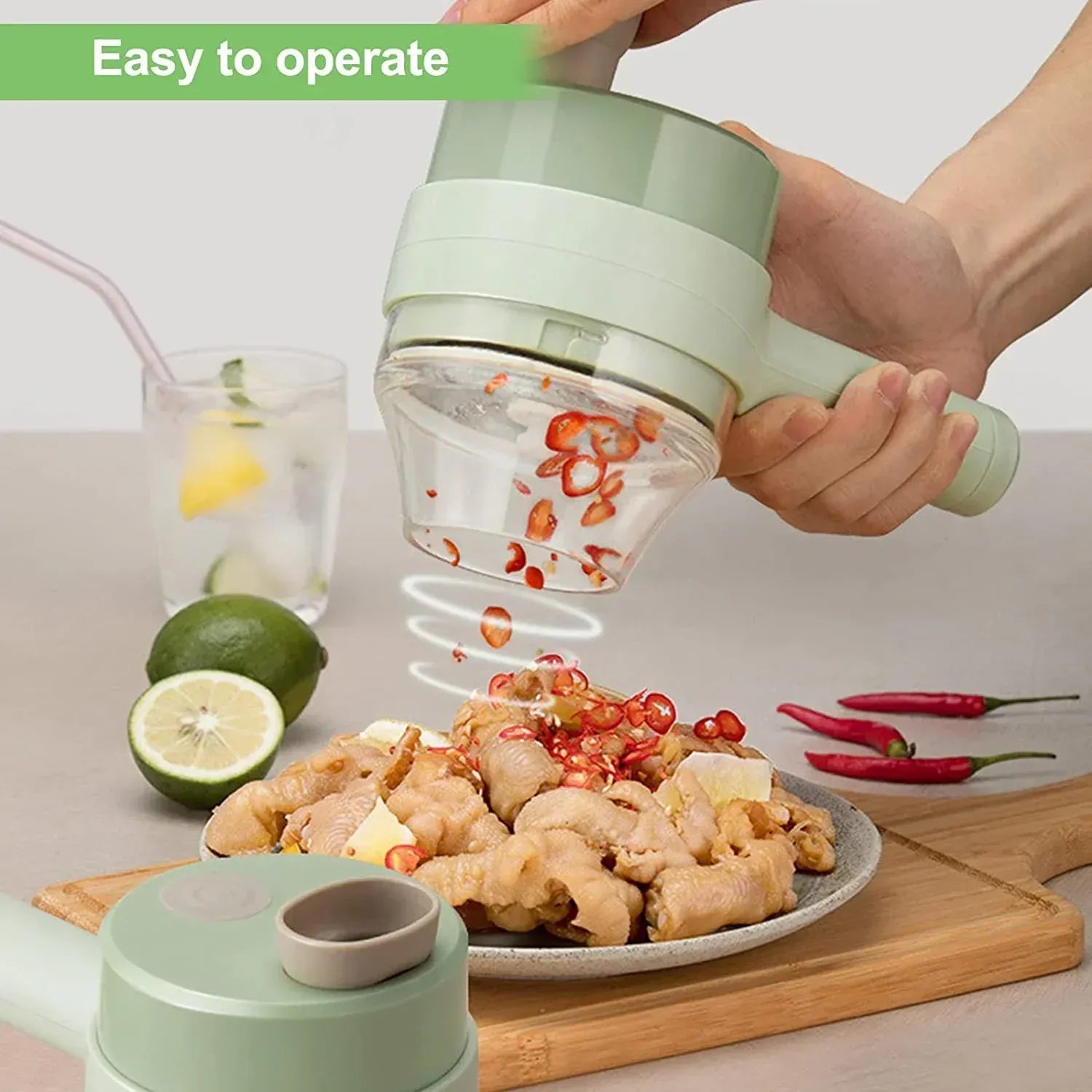 Electric Handheld Vegetable Cutter & Slicer – Multifunctional Mini Food Chopper for Kitchen