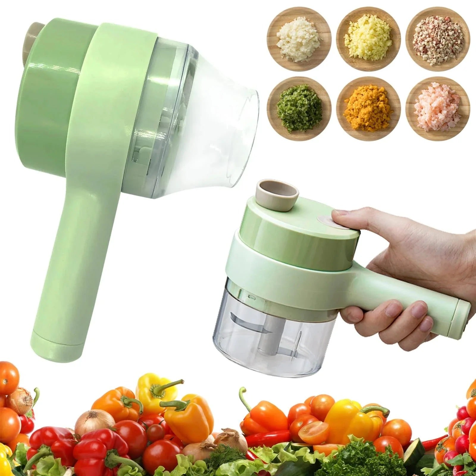 Electric Handheld Vegetable Cutter & Slicer – Multifunctional Mini Food Chopper for Kitchen