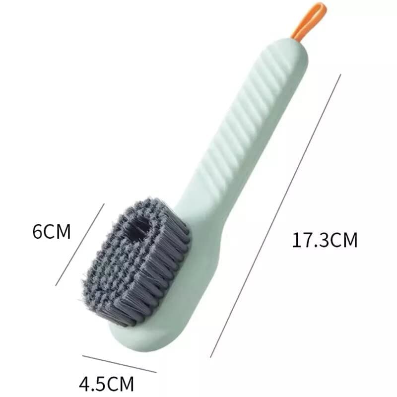 Multifunctional Shoe Cleaning Brush with Liquid Dispenser, Long Handle & Soft Bristles