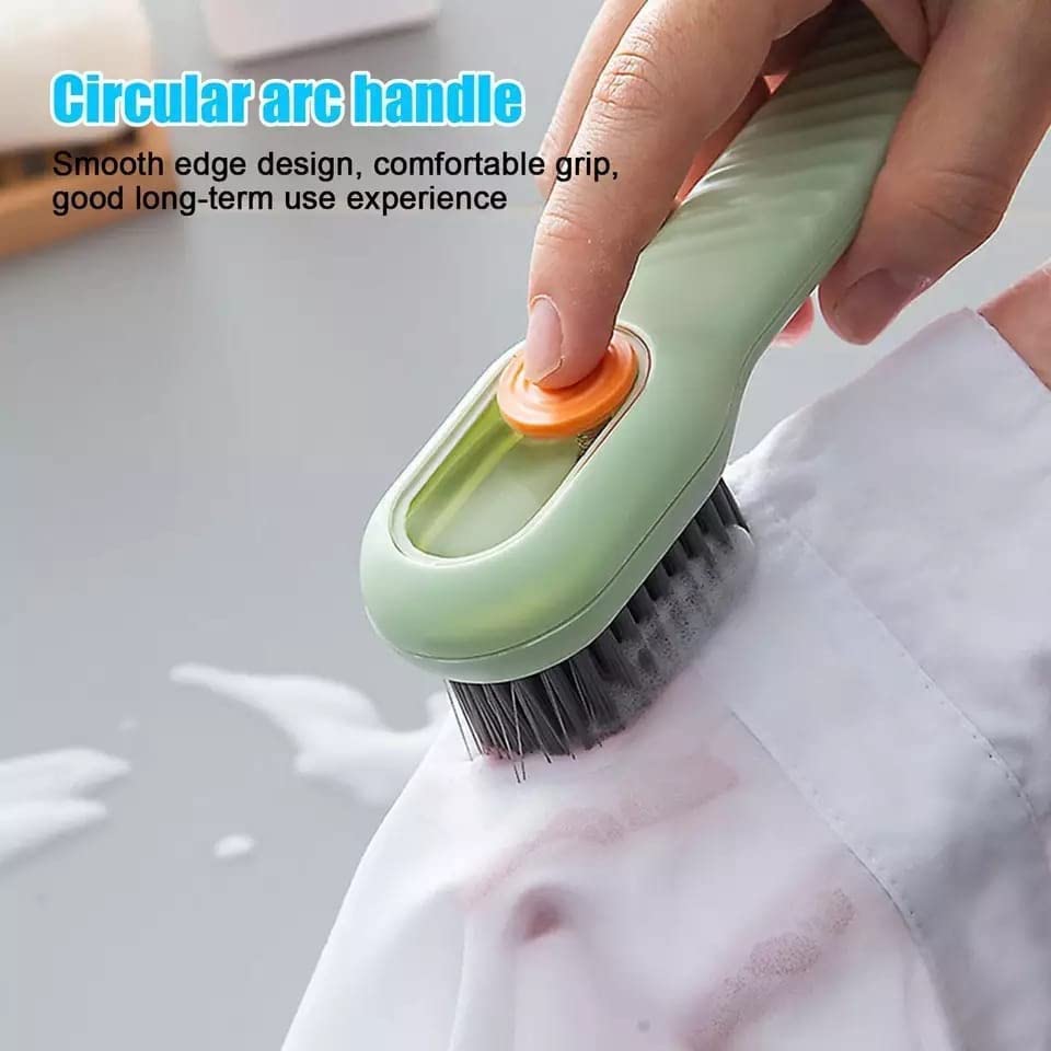Multifunctional Shoe Cleaning Brush with Liquid Dispenser, Long Handle & Soft Bristles