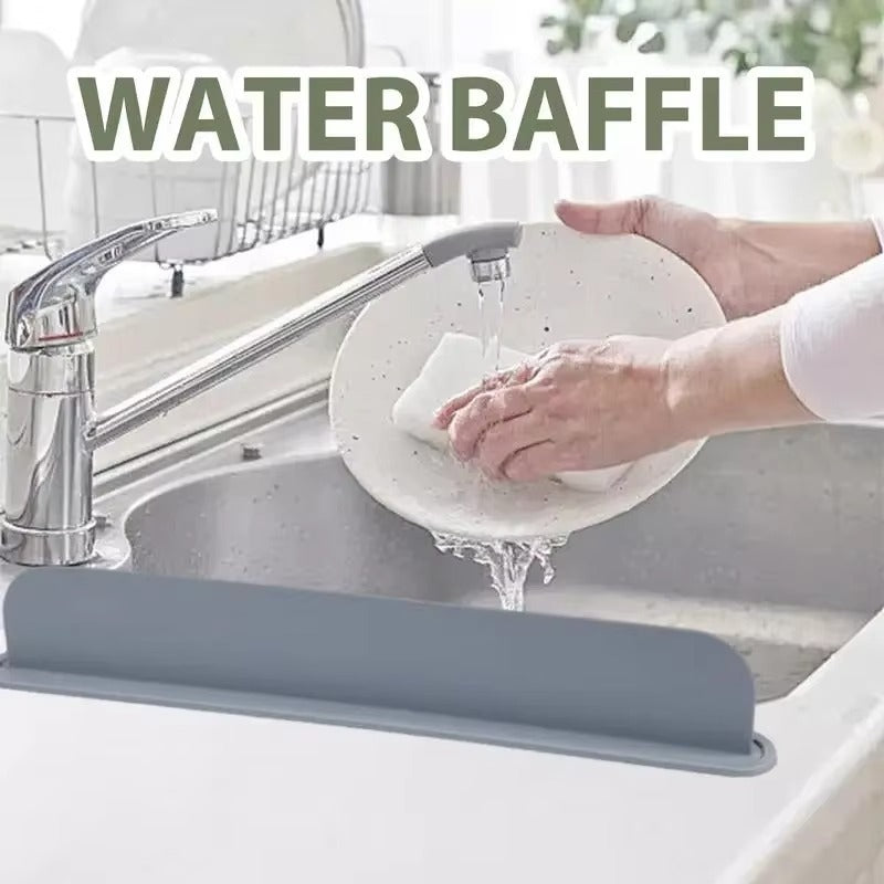 Reusable Silicone Sink Splash Guard 14 Inch – Water Barrier with Strong Suction Cups for Kitchen & Bathroom