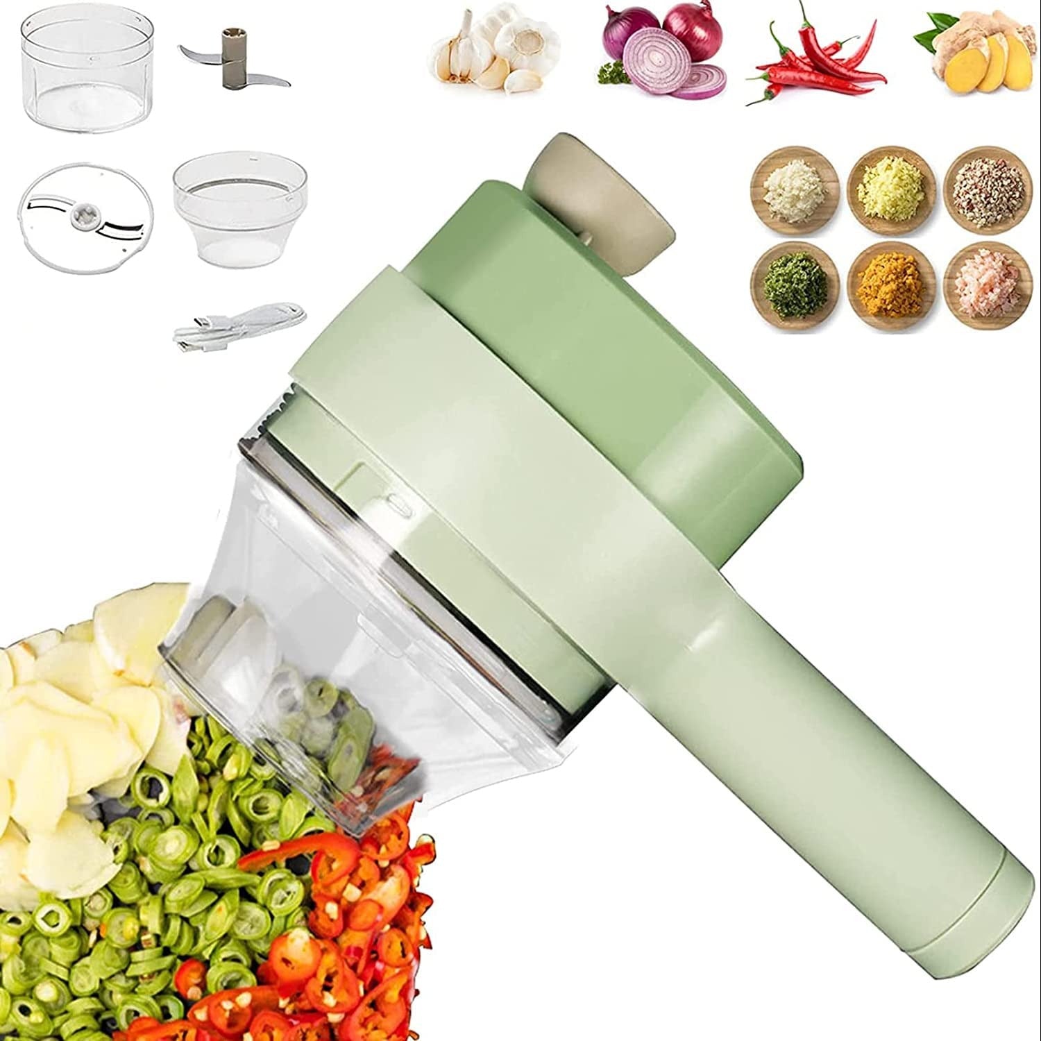 Electric Handheld Vegetable Cutter & Slicer – Multifunctional Mini Food Chopper for Kitchen